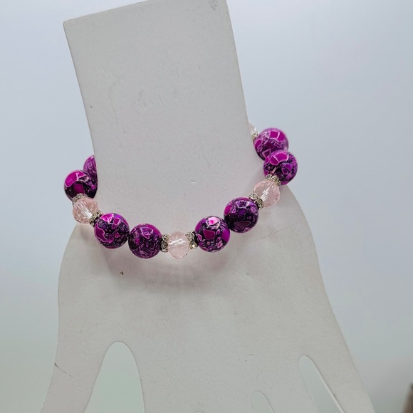 Colorful Beaded Glass Fashion Statement Stackable Bracelet Style 1 - Picture 5 of 6